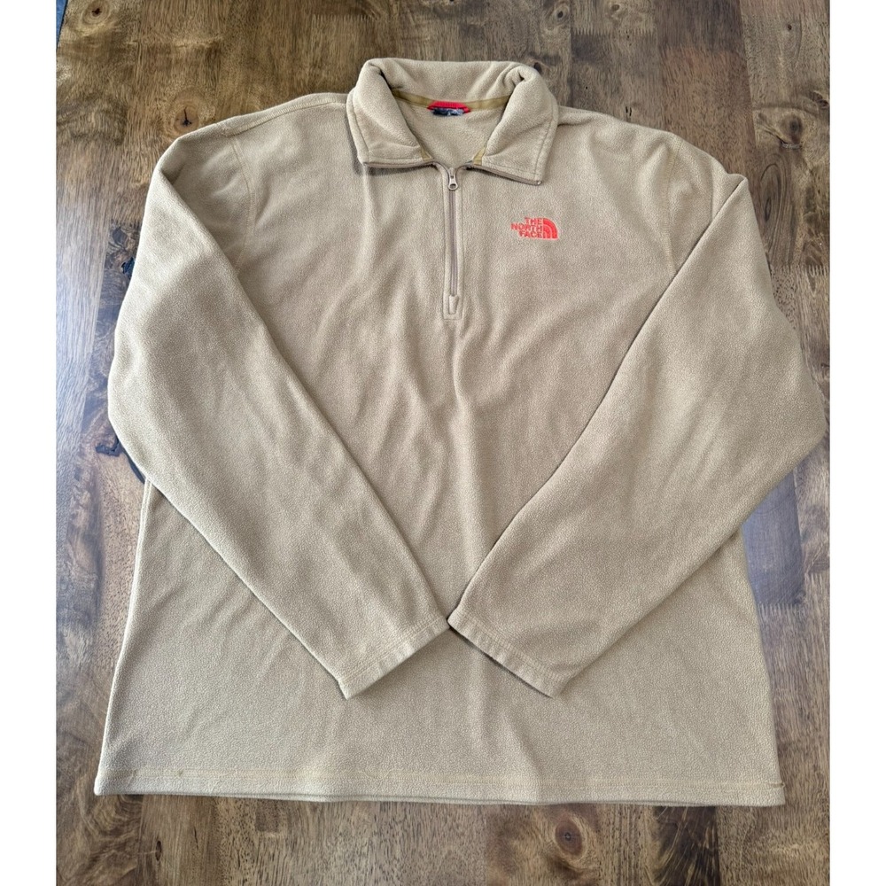 EUC The North Face Men's Fleece Quarter Zip Pullover Jacket Brown tan Size M